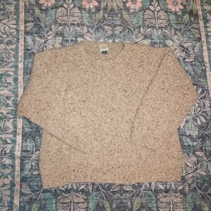 Vintage Bass Co Mens Chunky Knit Wool Grandpa Sweater XL Tan Forest Outdoor